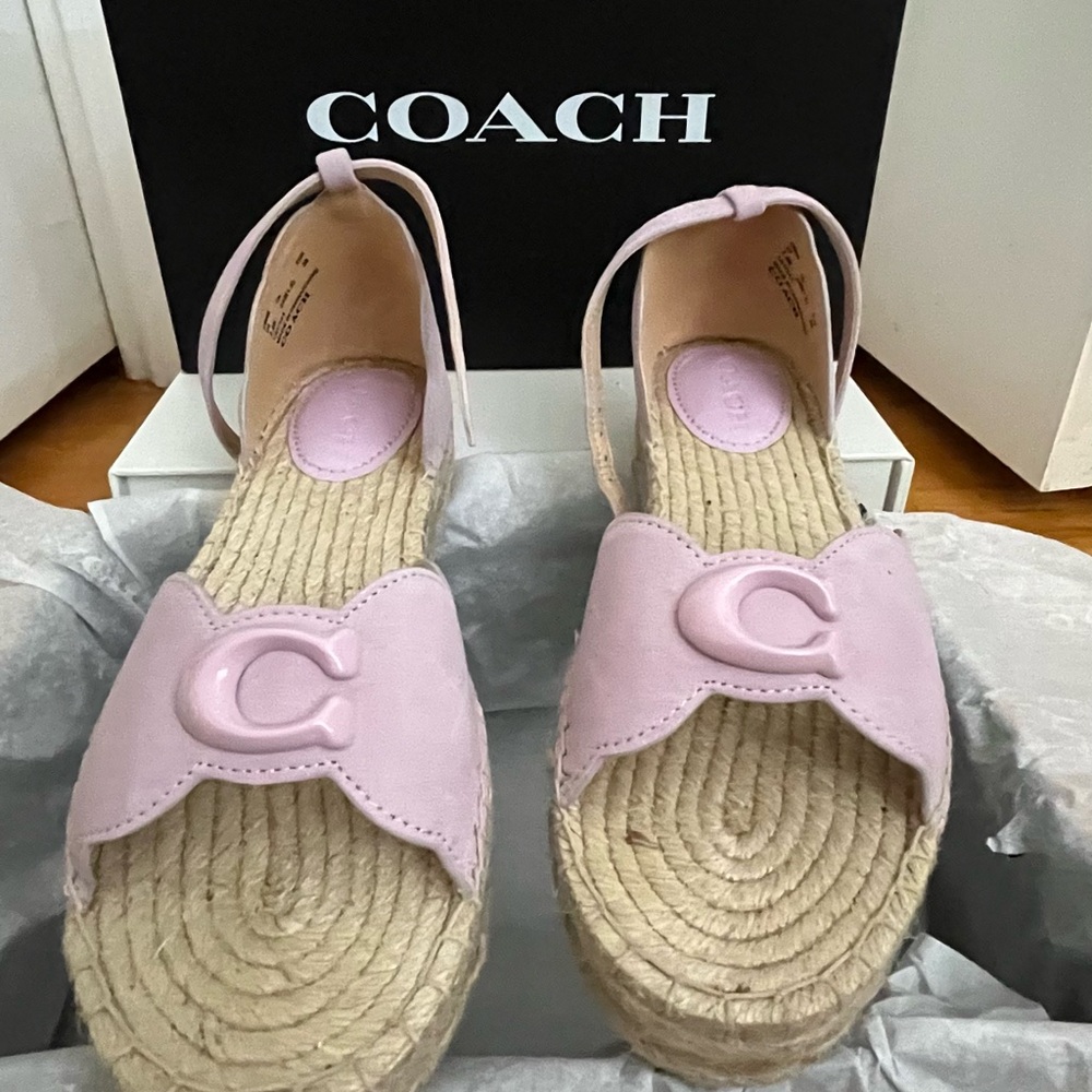 COACH DILLON SUEDE ESPADRILLE STRAPPY SANDAL VIOLET - Picture 3 of 5